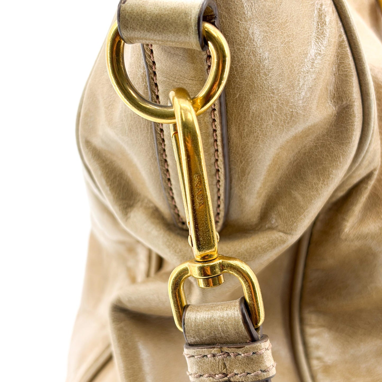 Prada Vitello Shine Tote Bag Khaki