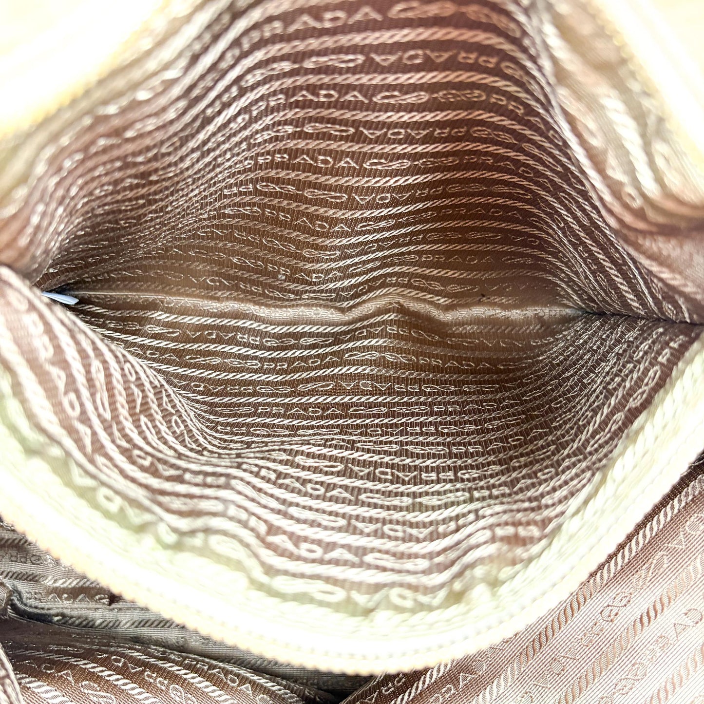 Prada Vitello Shine Tote Bag Khaki