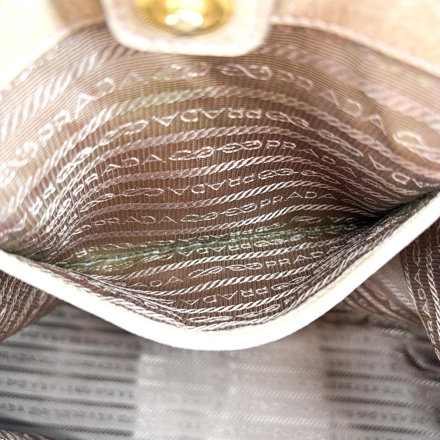 Prada Vitello Shine Tote Bag Khaki