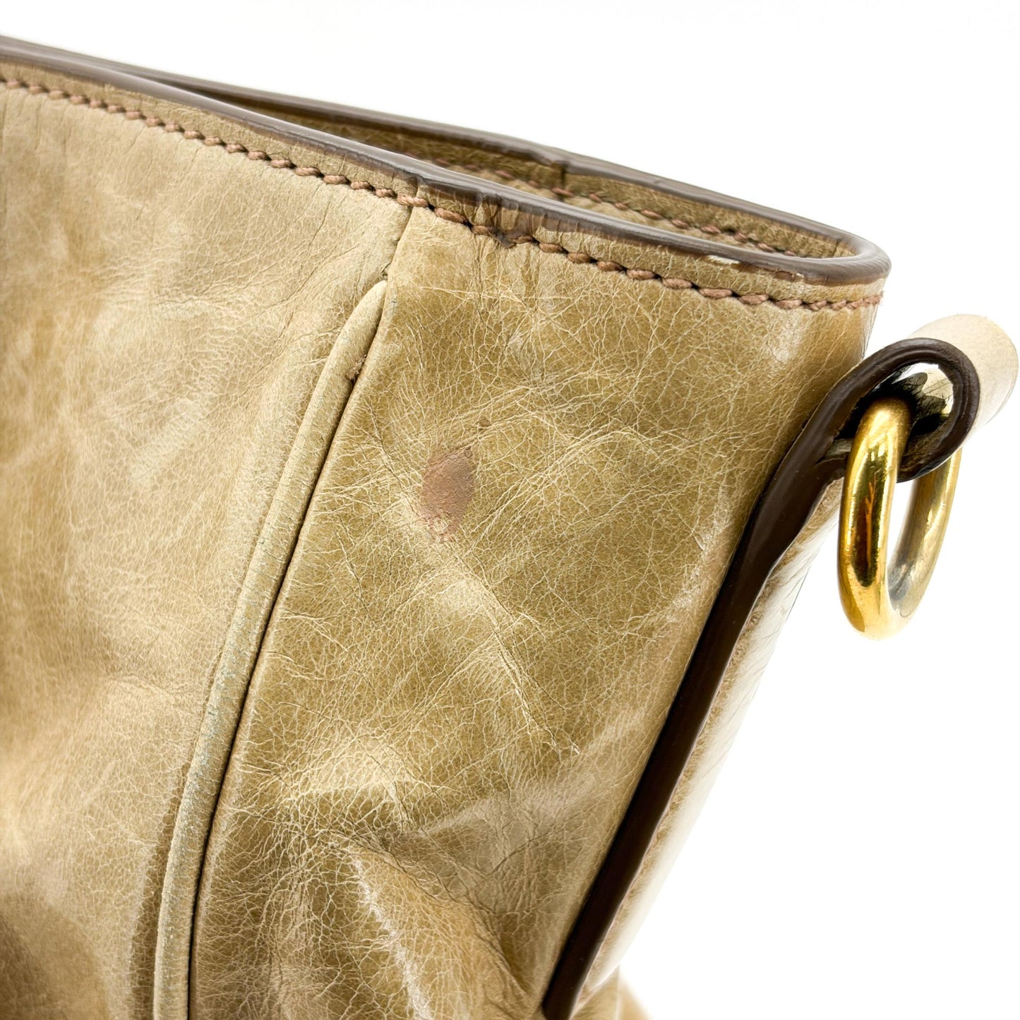 Prada Vitello Shine Tote Bag Khaki