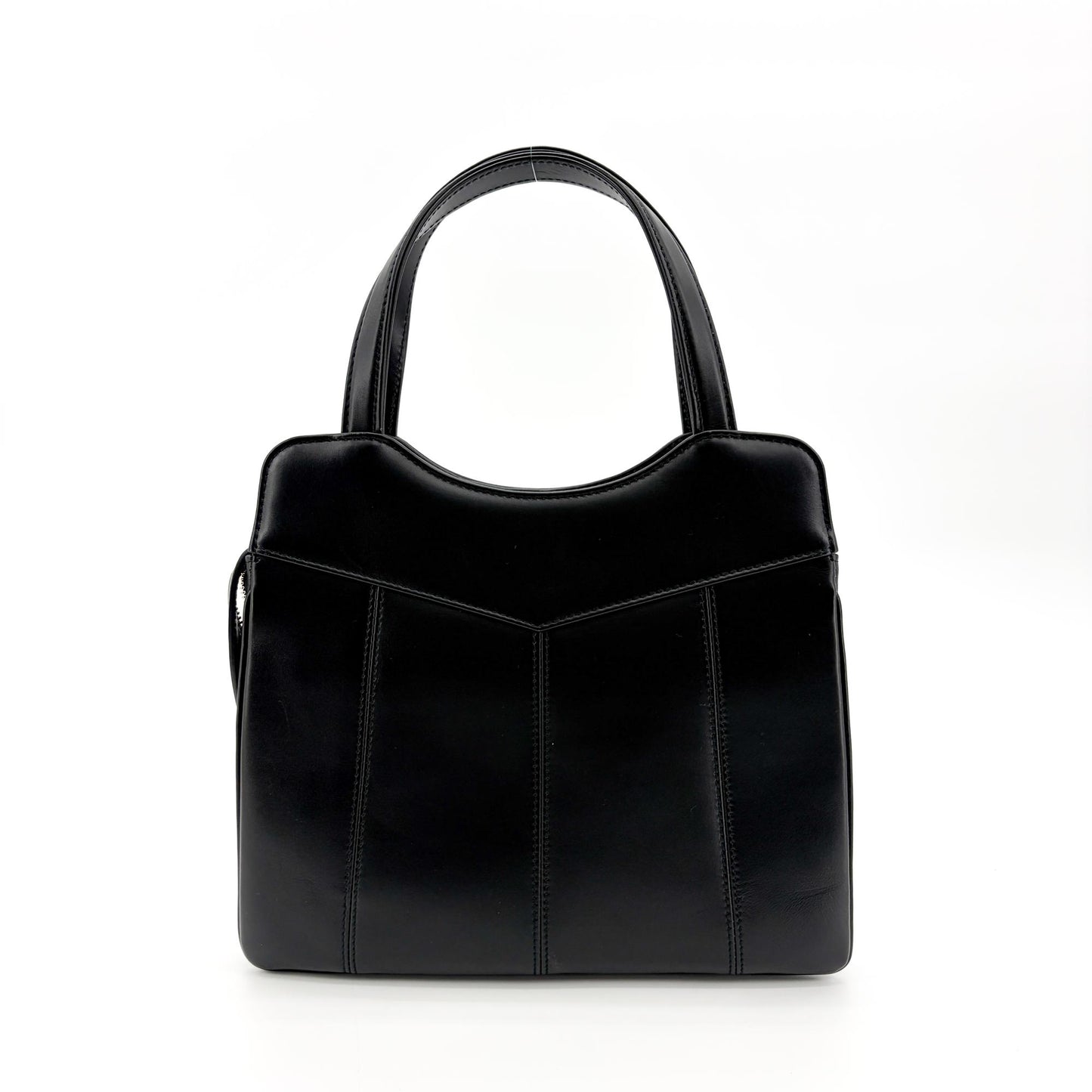 Gucci Vintage Interlocking G Circle Logo Leather Handbag Black