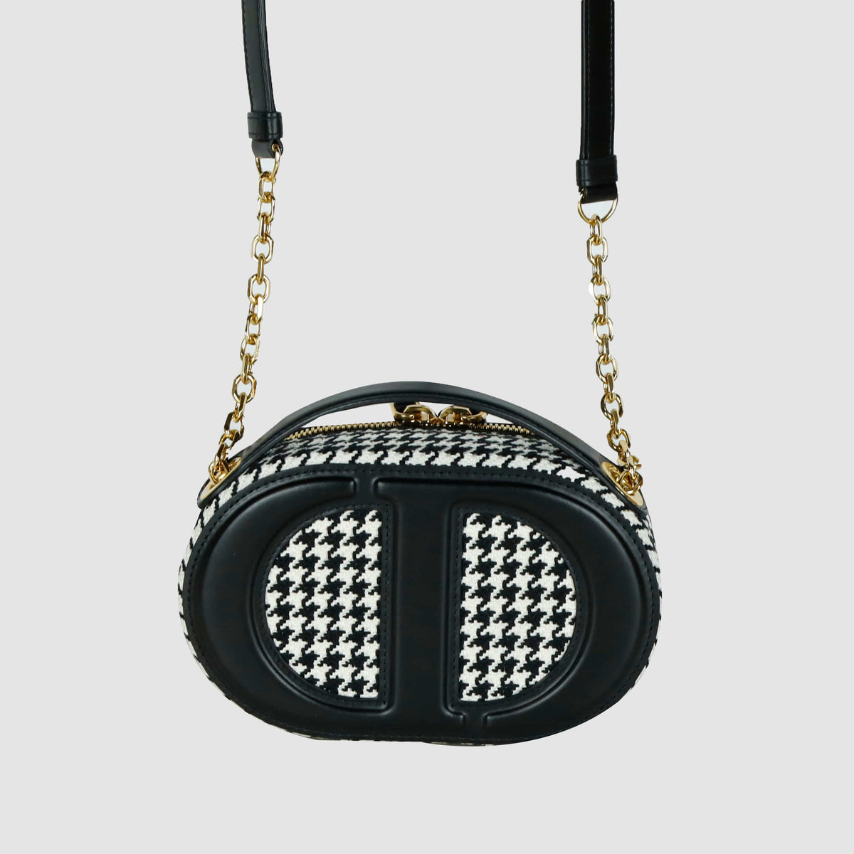 Houndstooth CD Signature Oval Camera Crossbody Bag S2201U