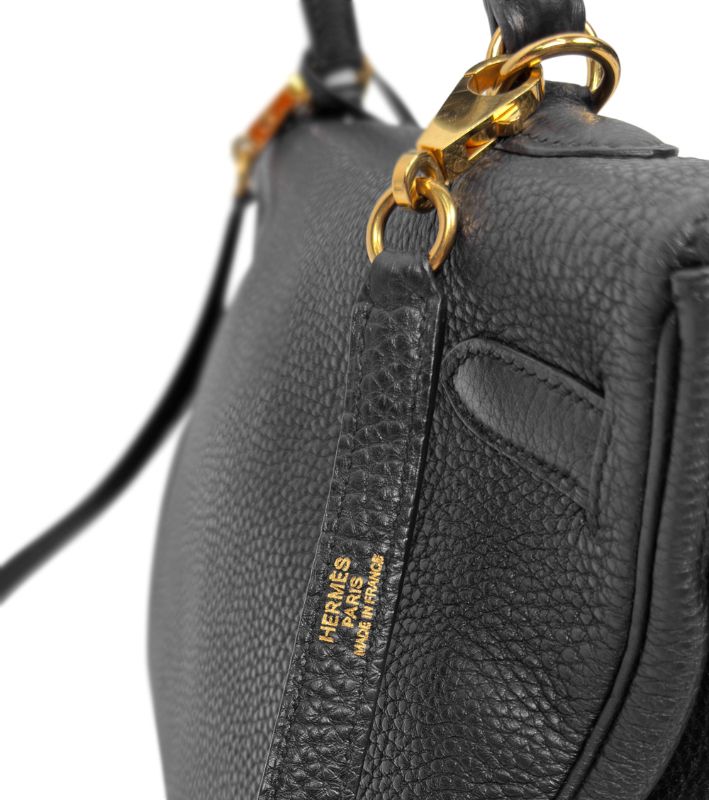 Hermès Black Kelly Bag Square L Engraved
