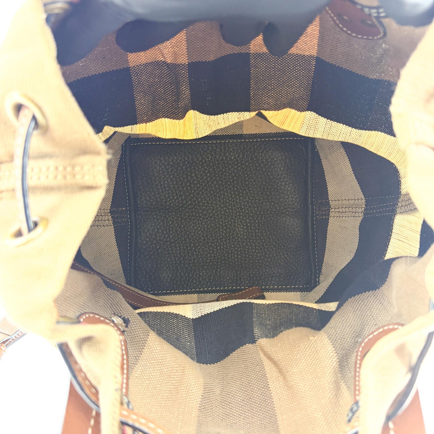 Burberry Medium Ashby Canvas Check Bucket Bag Black Brown