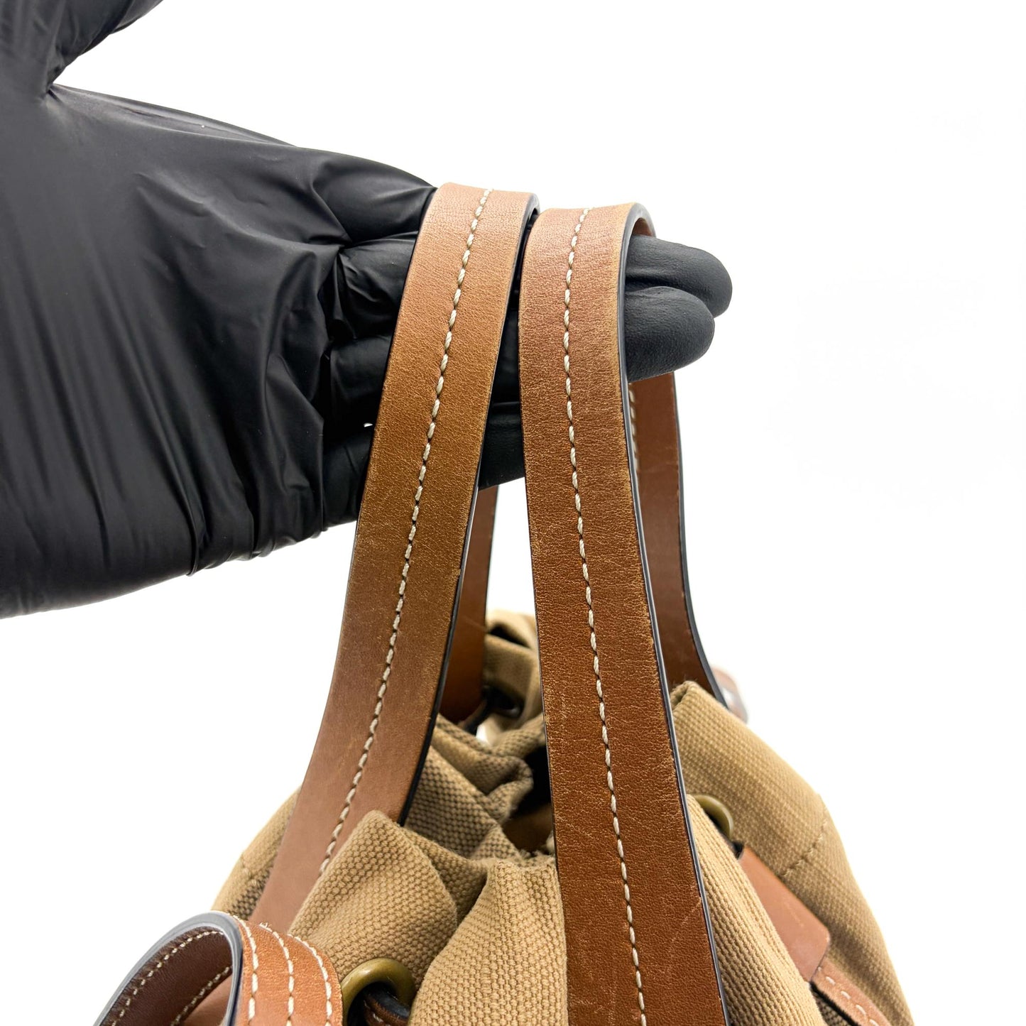 Burberry Medium Ashby Canvas Check Bucket Bag Black Brown