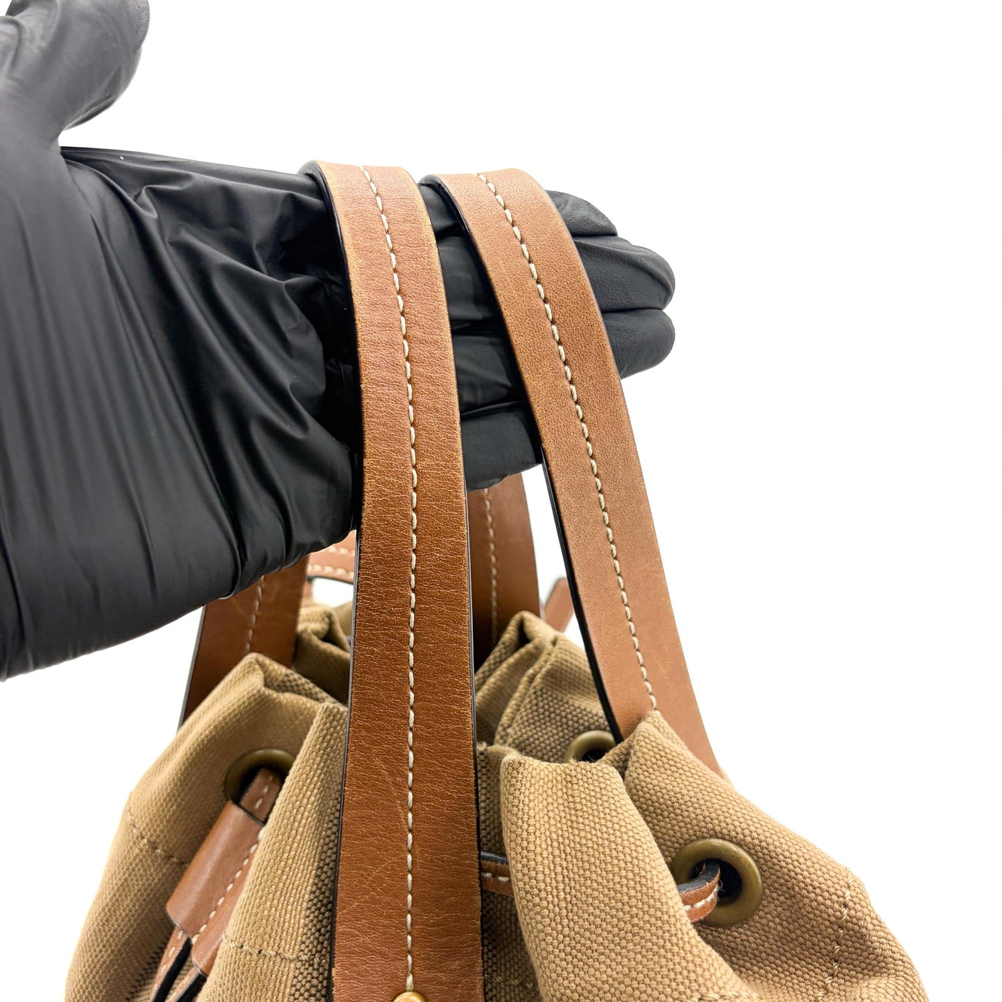 Burberry Medium Ashby Canvas Check Bucket Bag Black Brown