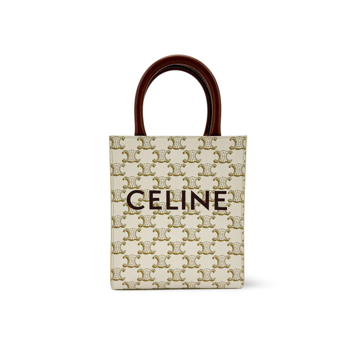 Celine Mini Vertical Cabas Triomphe Canvas White