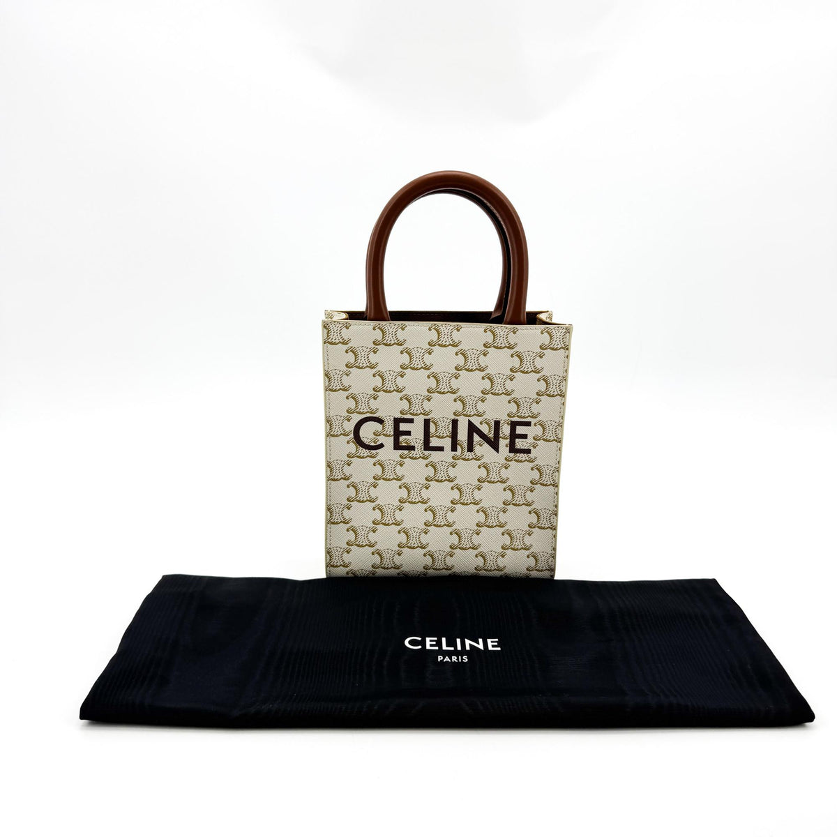 Celine Mini Vertical Cabas Triomphe Canvas White