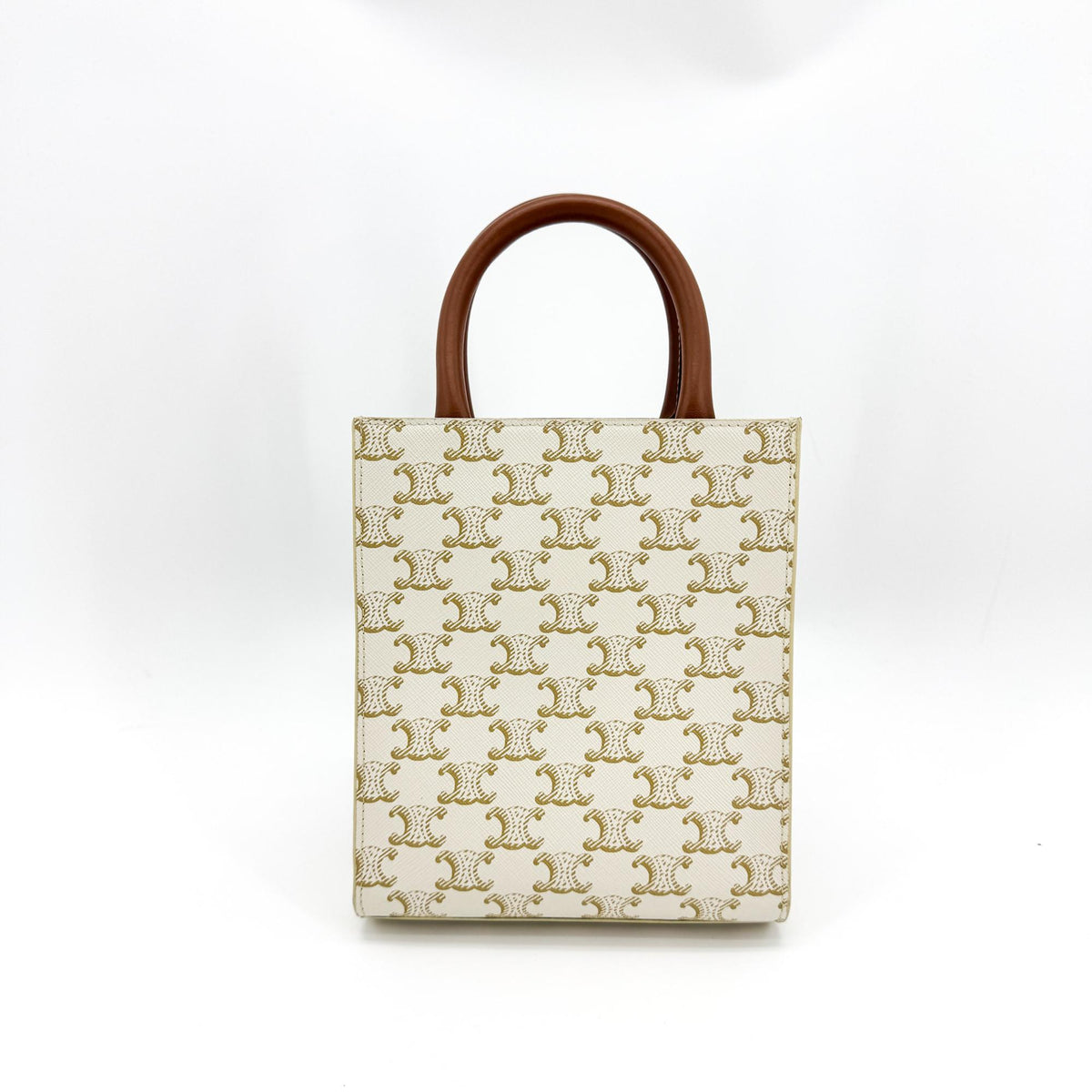 Celine Mini Vertical Cabas Triomphe Canvas White