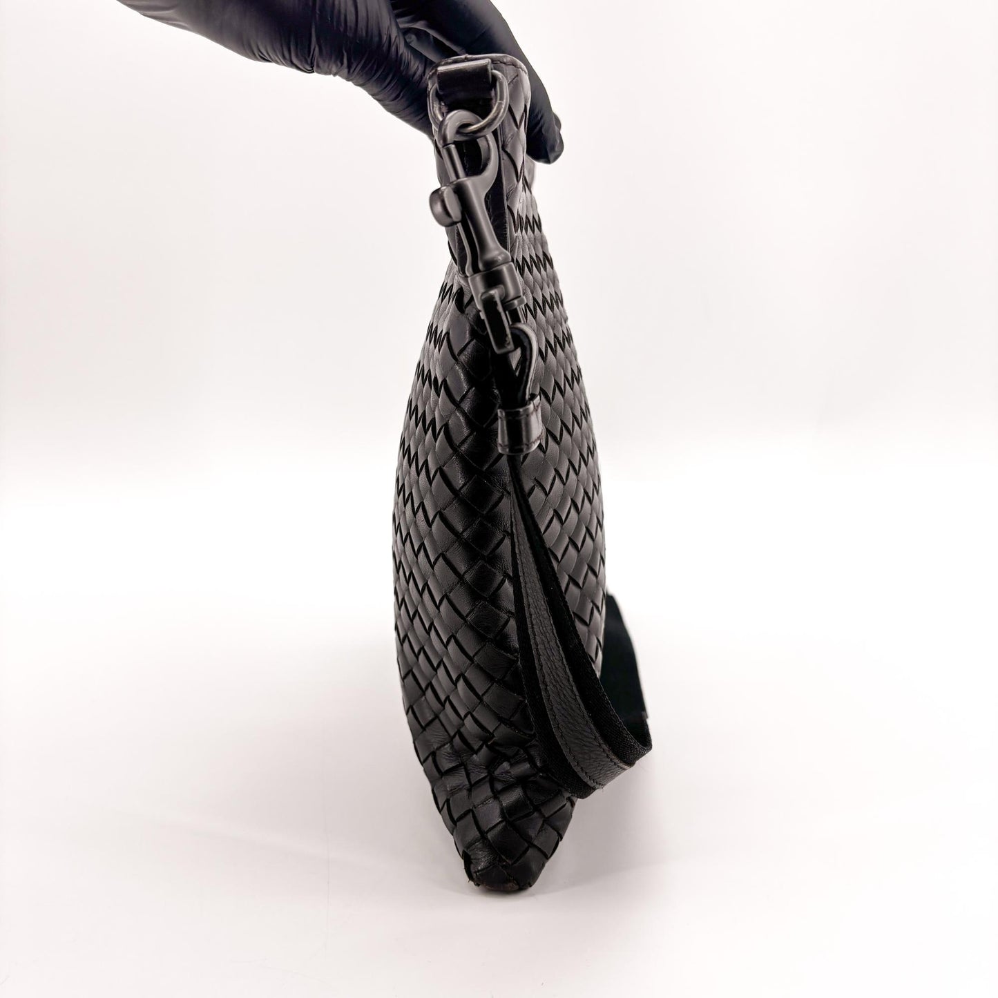 Bottega Veneta Intrecciato Messenger Bag Black