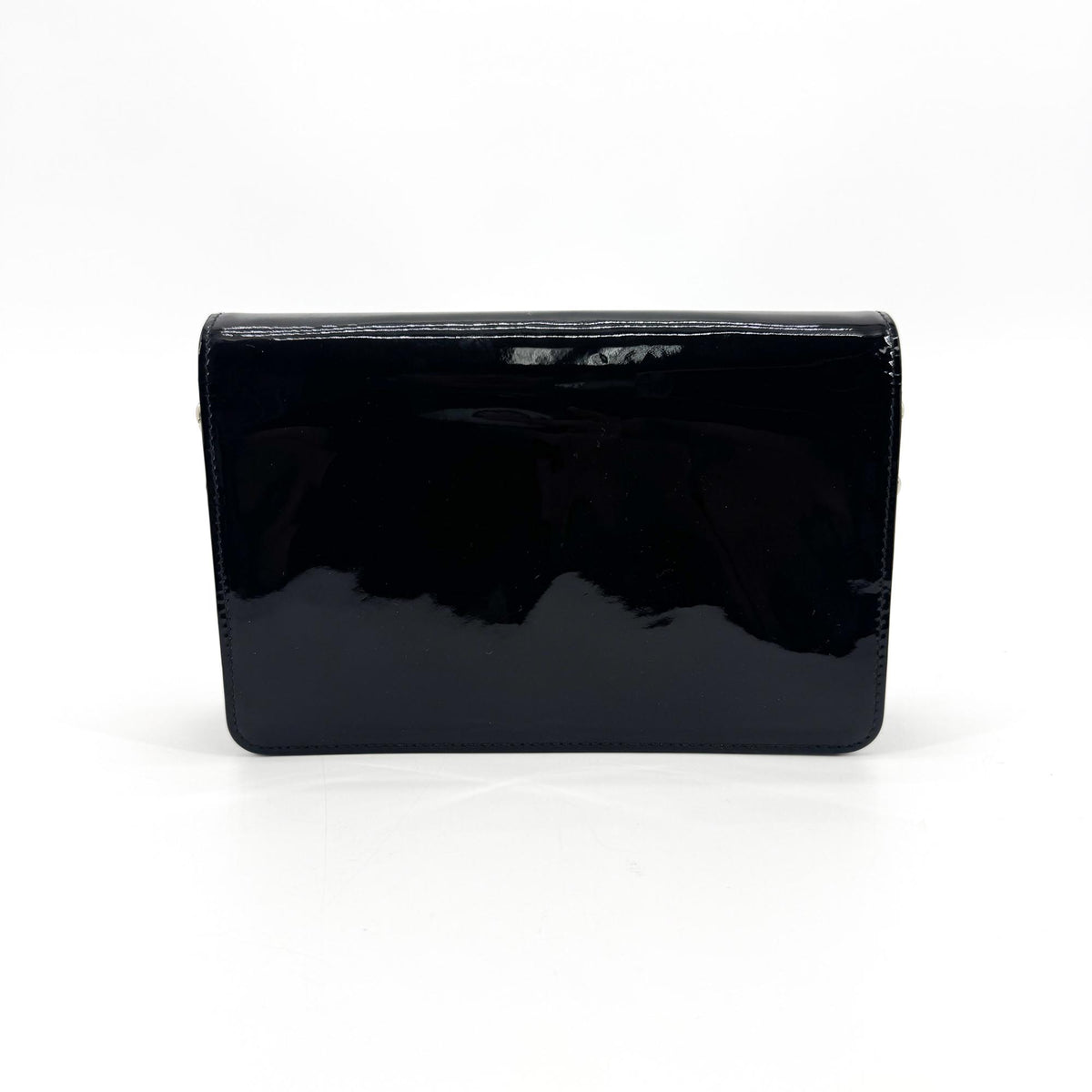 Miu Miu Patent Crystal Logo Chain Crossbody Bag Black