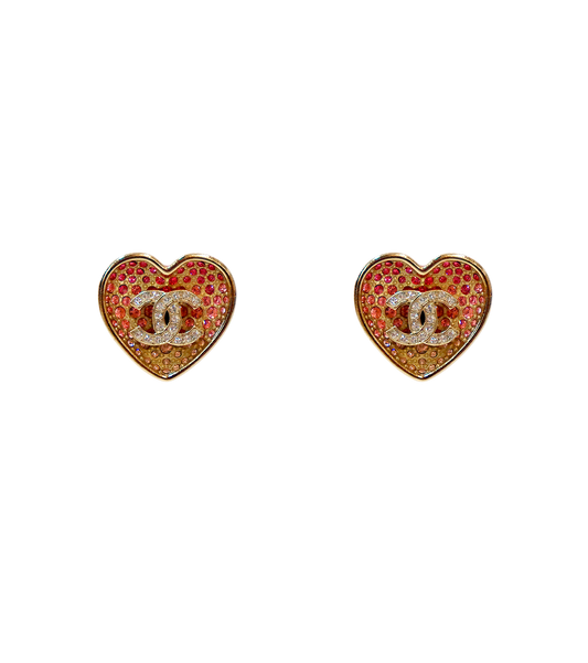 Chanel Gradient Heart Earrings