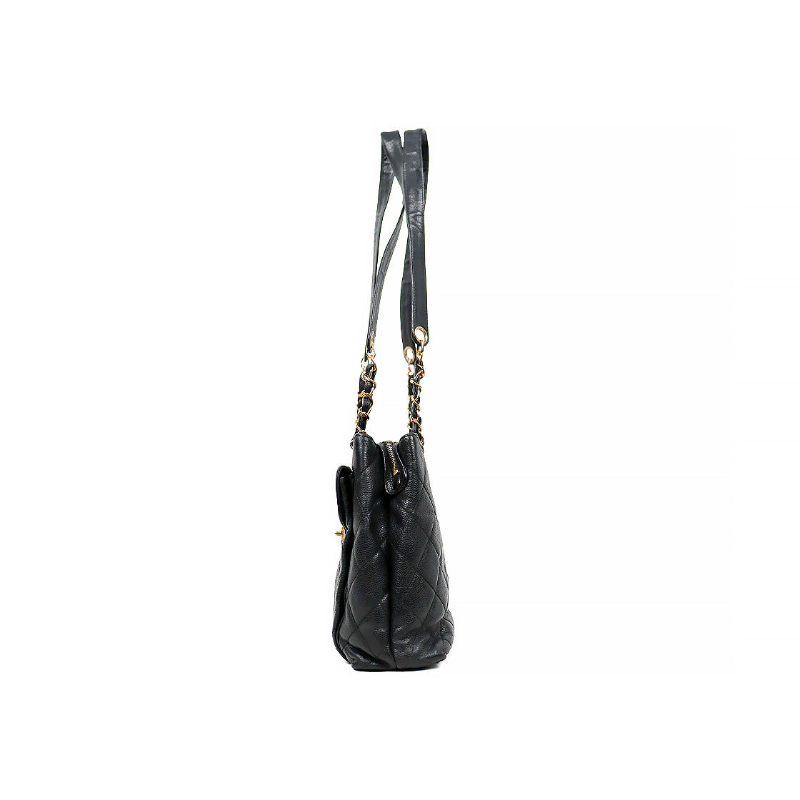 Chanel Black Caviar Quilted CC Pocket Shoulder Bag