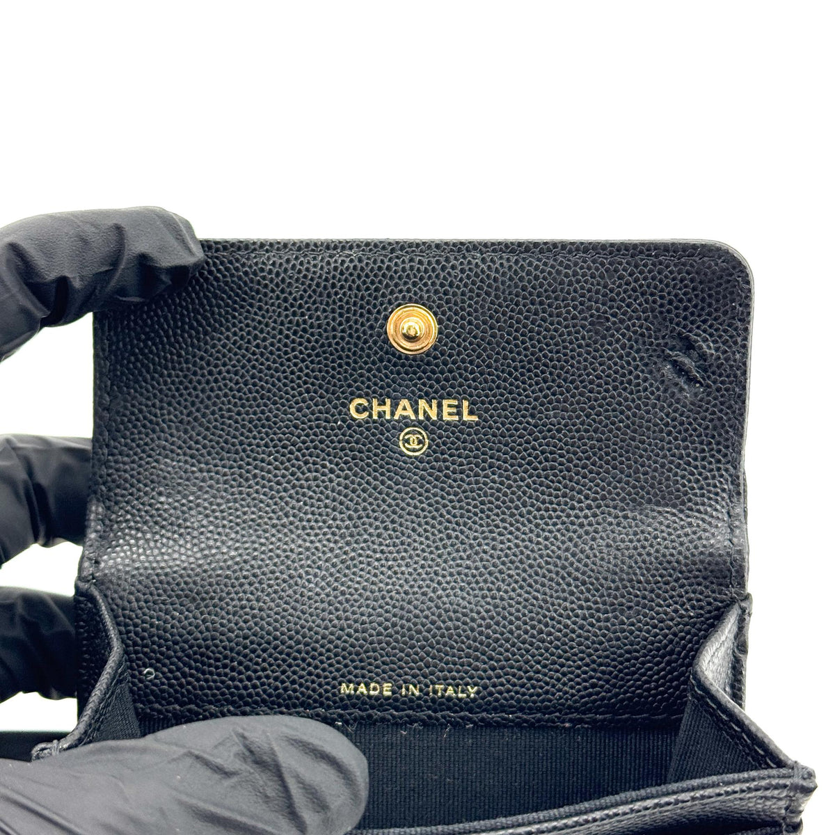 Chanel Boy Chanel Flap Card Wallet Caviar Gold Hardware Black