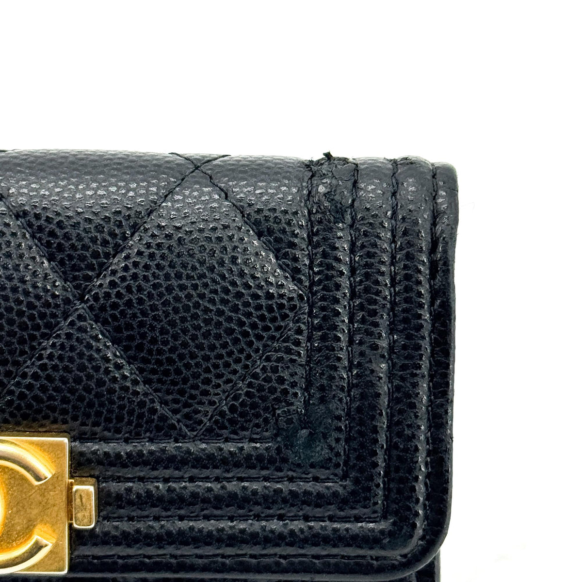 Chanel Boy Chanel Flap Card Wallet Caviar Gold Hardware Black