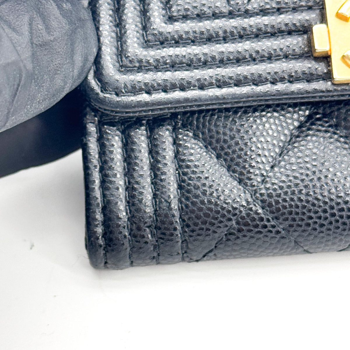 Chanel Boy Chanel Flap Card Wallet Caviar Gold Hardware Black