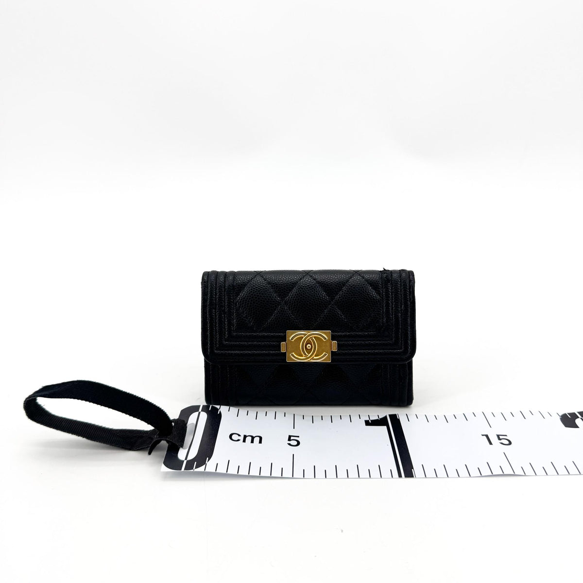 Chanel Boy Chanel Flap Card Wallet Caviar Gold Hardware Black