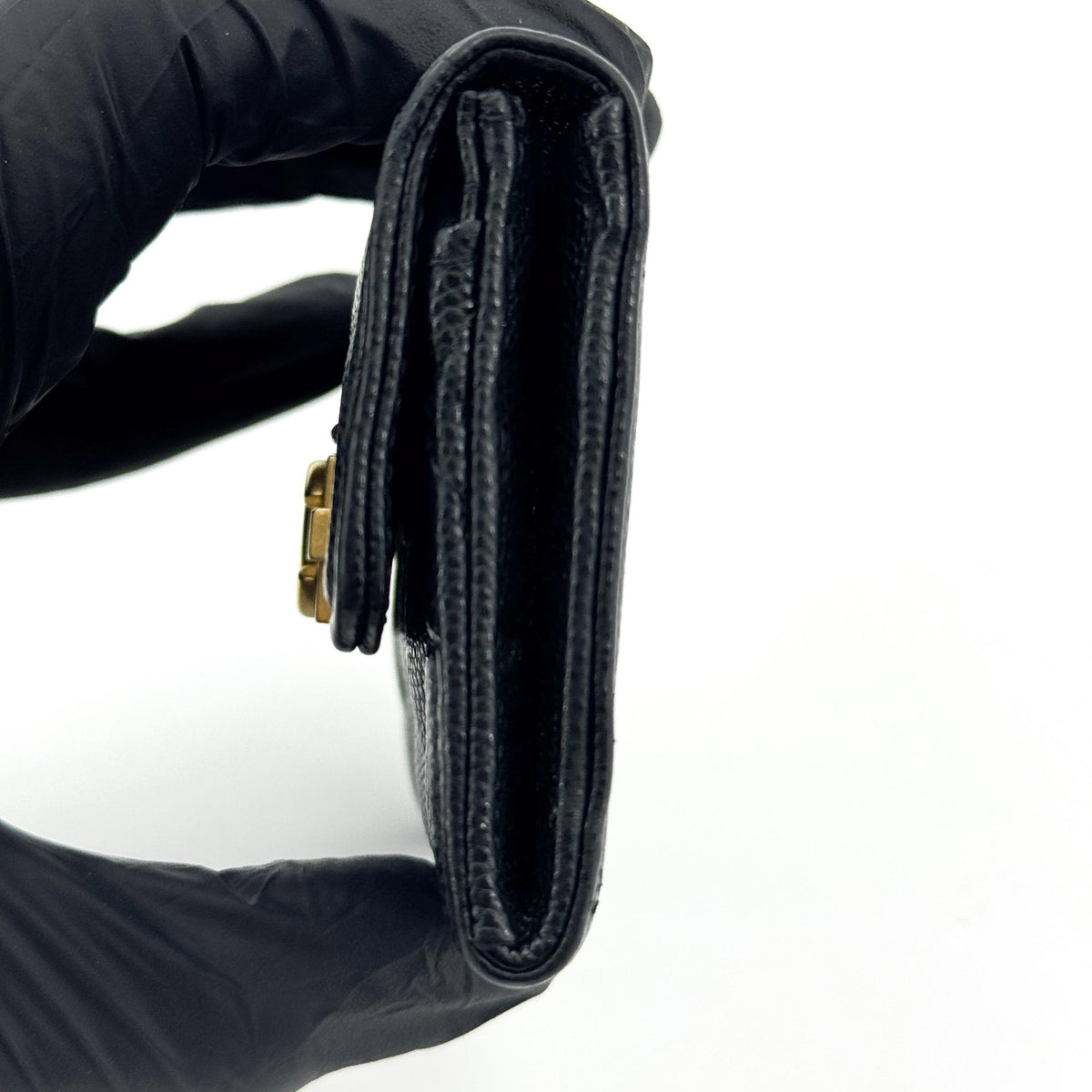 Chanel Boy Chanel Flap Card Wallet Caviar Gold Hardware Black