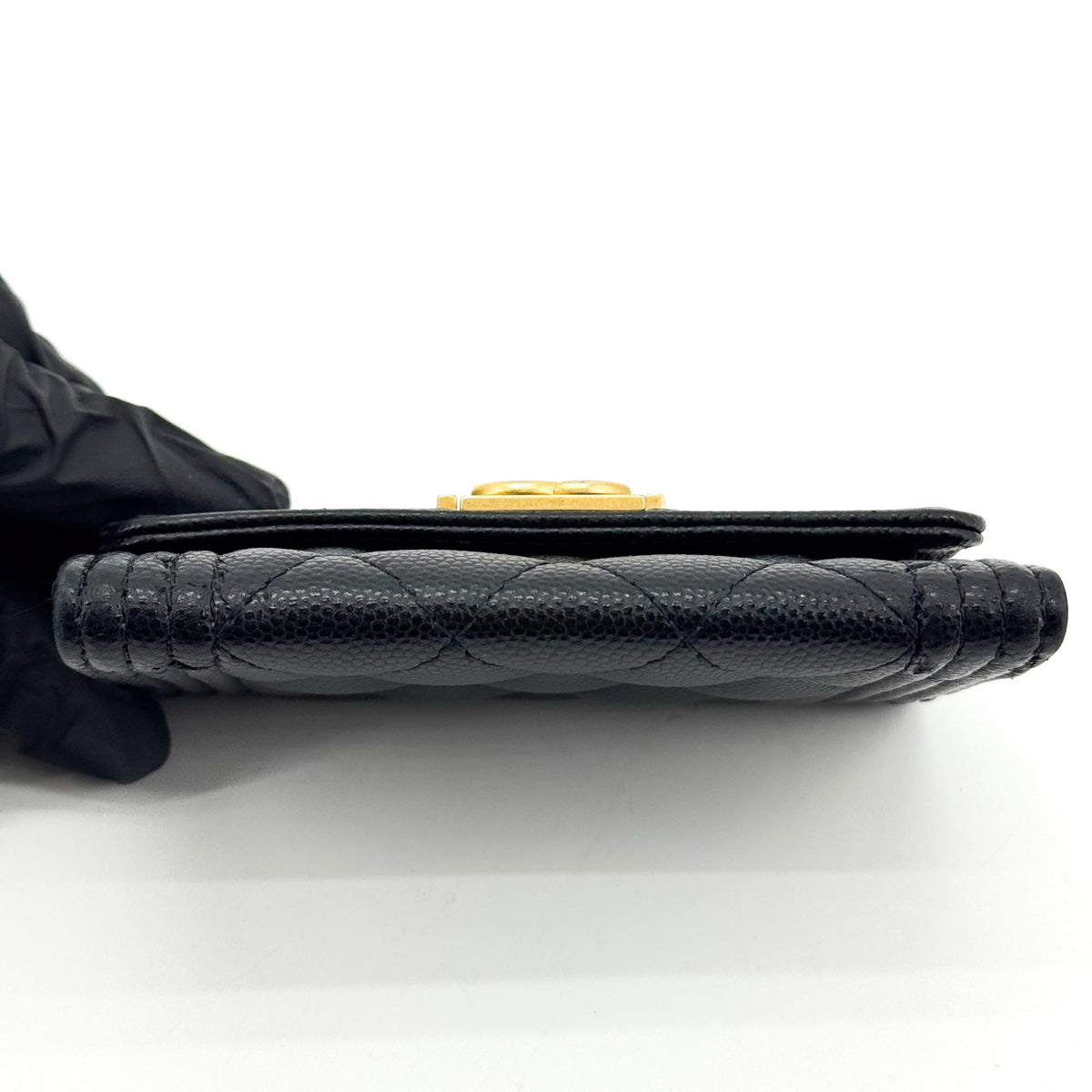 Chanel Boy Chanel Flap Card Wallet Caviar Gold Hardware Black