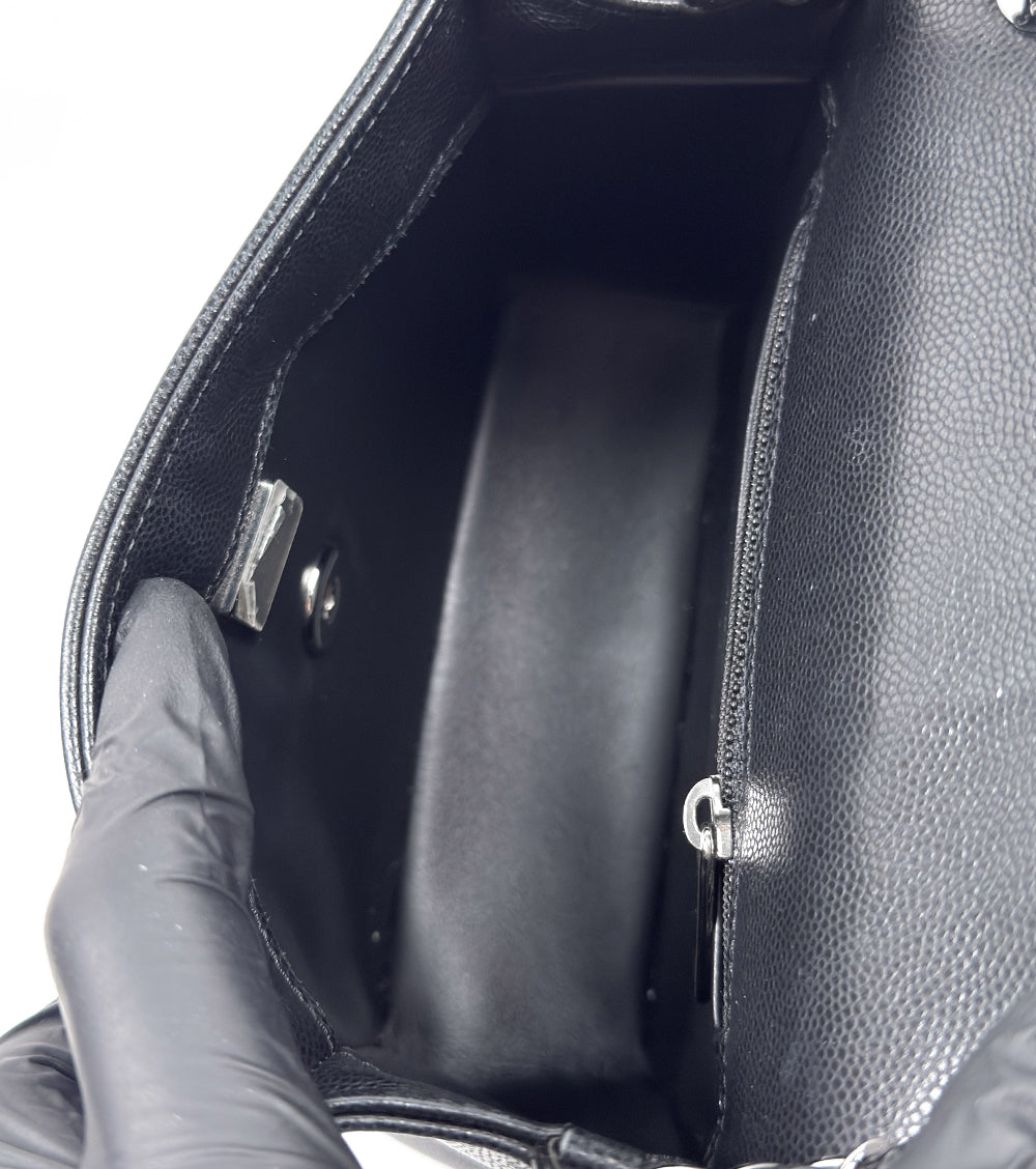 Chanel Black Caviar Quilted CC Chain Shoulder Bag with Built-in Chip