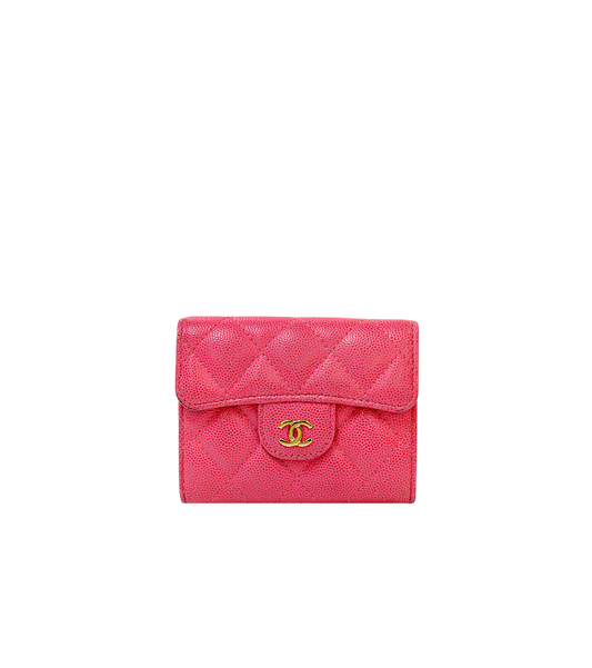 Chanel Pink Caviar Skin Card Wallet