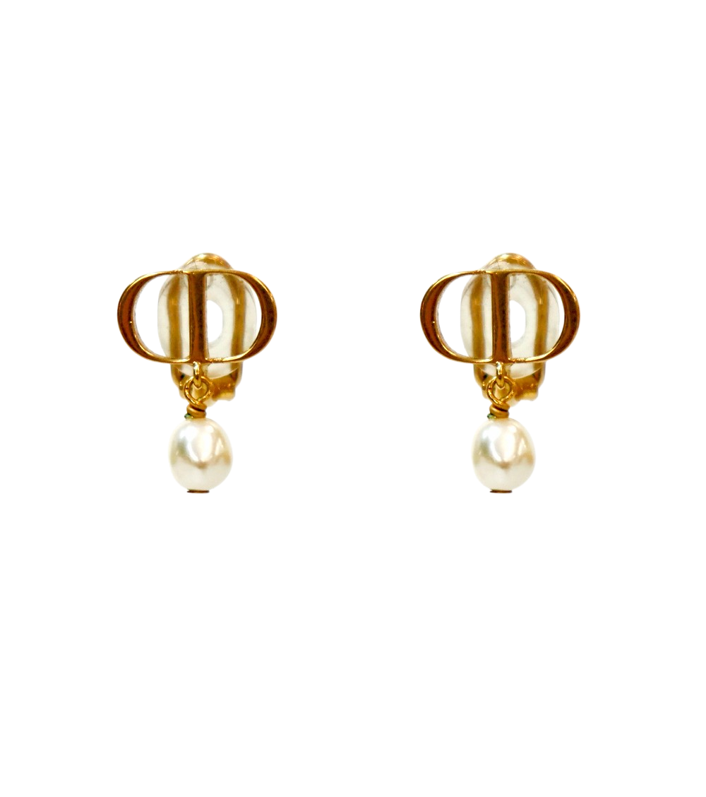 Dior Pearl Petite CD Earrings in Gold