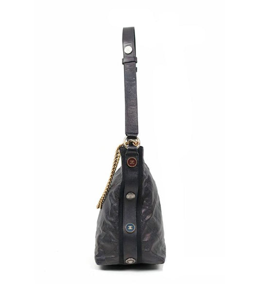 Chanel Black Quilted CC Bucket Bag