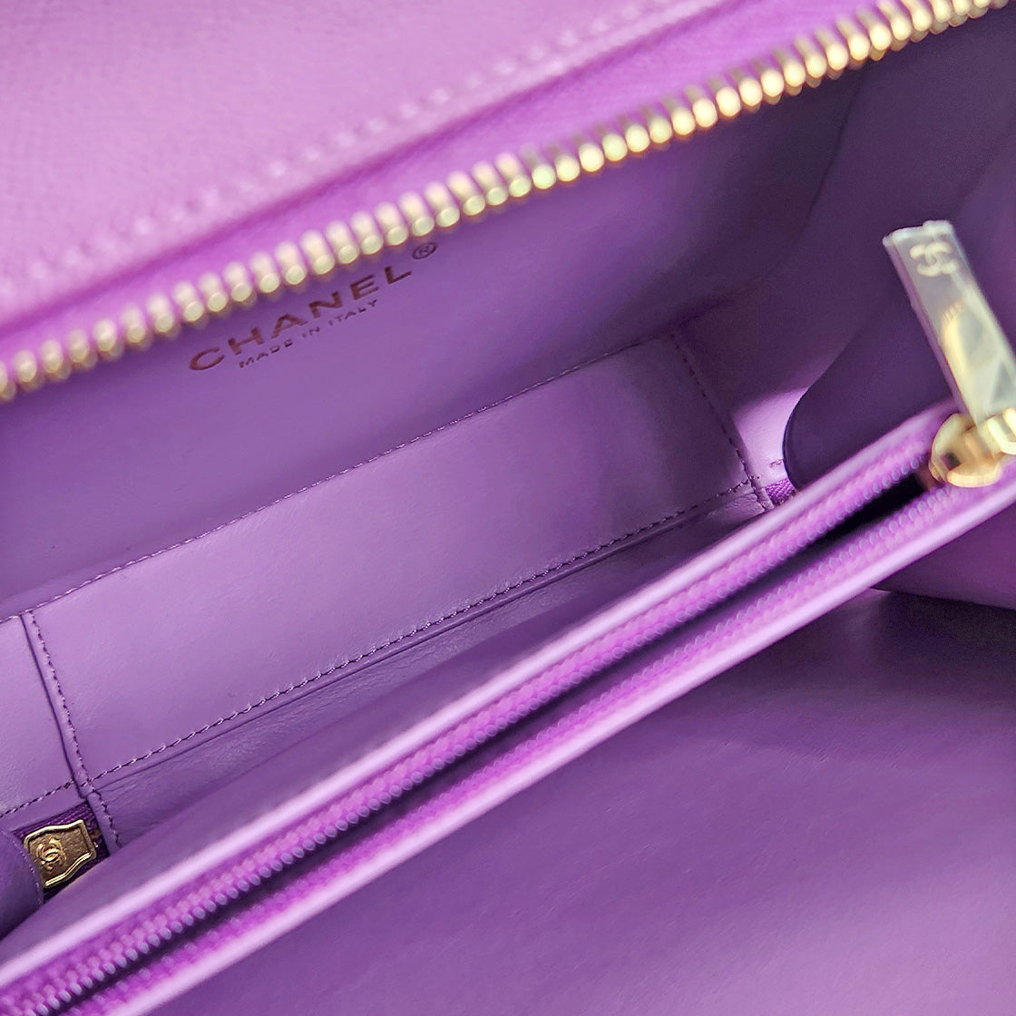 Chanel Purple Caviar Cosmetics Top-Handle Crossbody Bag