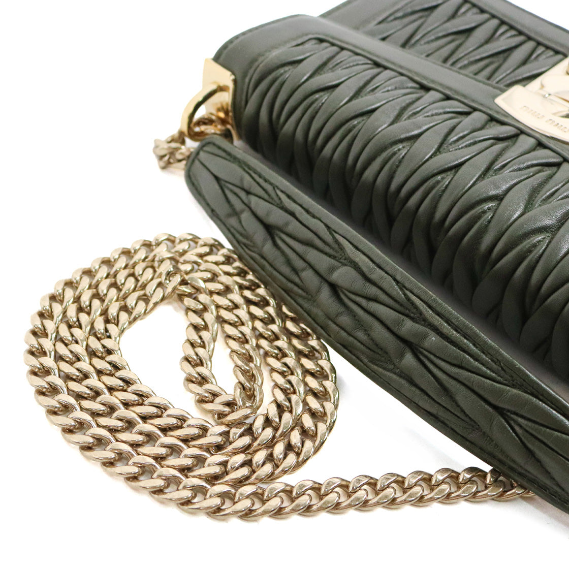 Miu Miu Khaki Materasse Chain Shoulder Bag