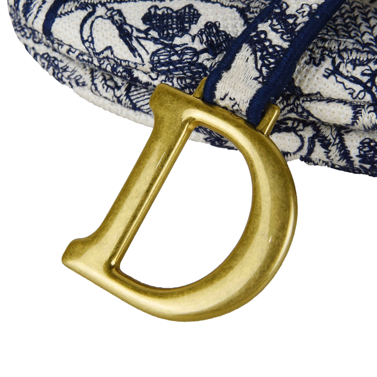 Medium Toile de Jouy Saddle Shoulder Bag