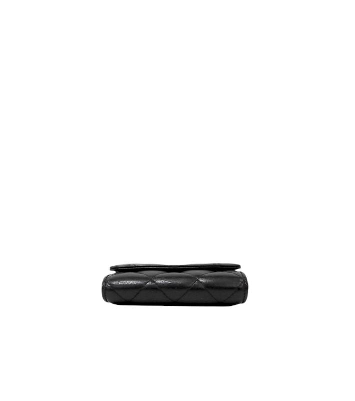 Chanel Black Gold-Toned Card Wallet