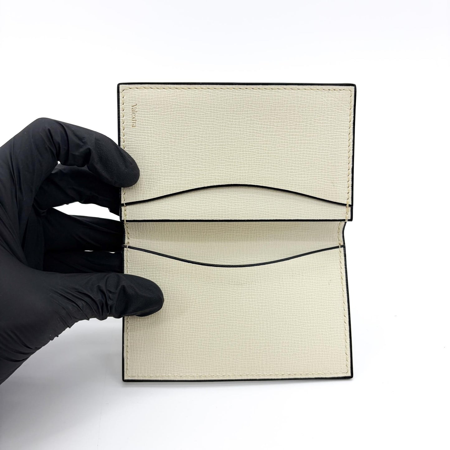 Valextra Vertical Card Holder Pergamena Ivory