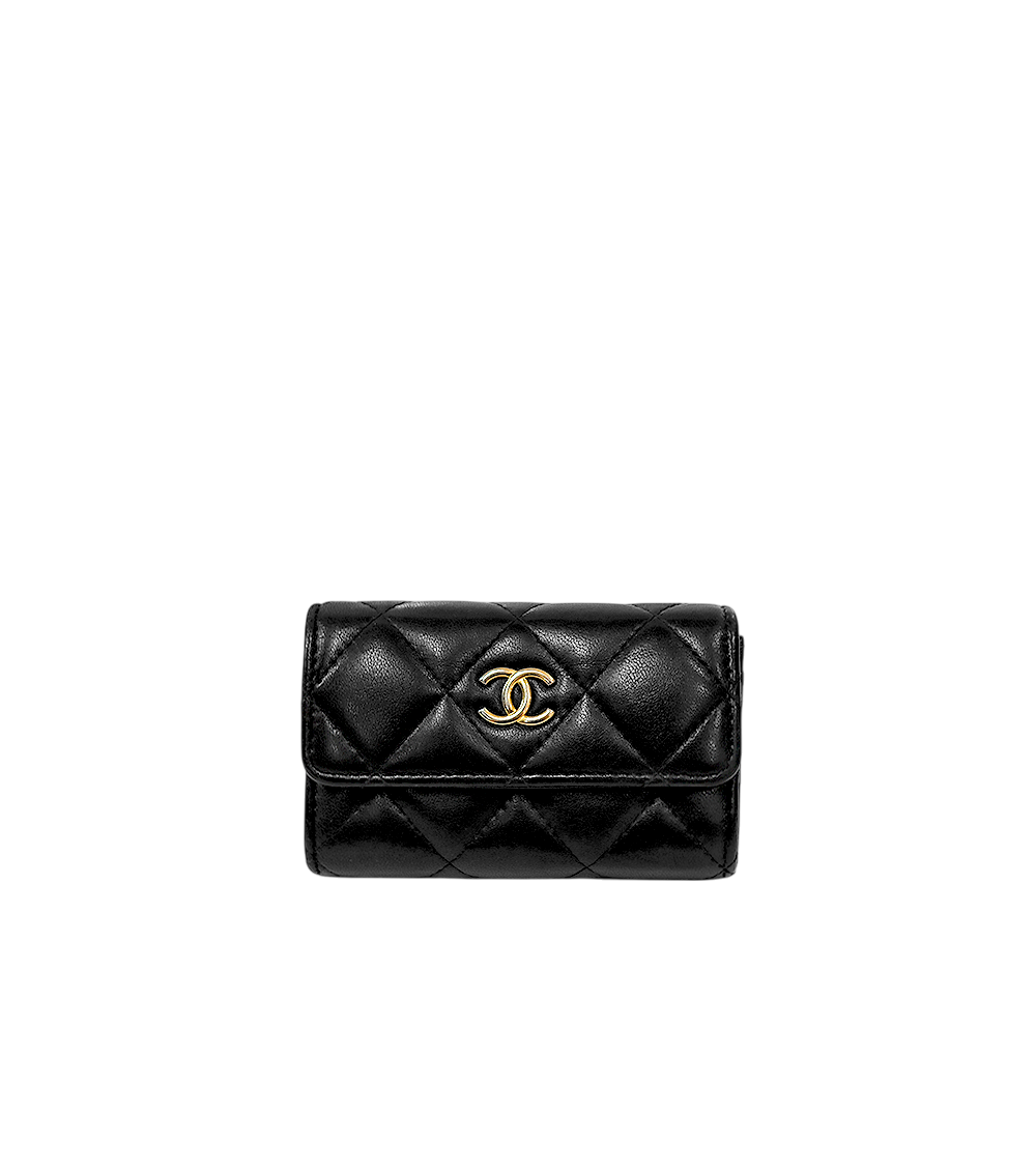 Chanel Black Gold-Toned Card Wallet