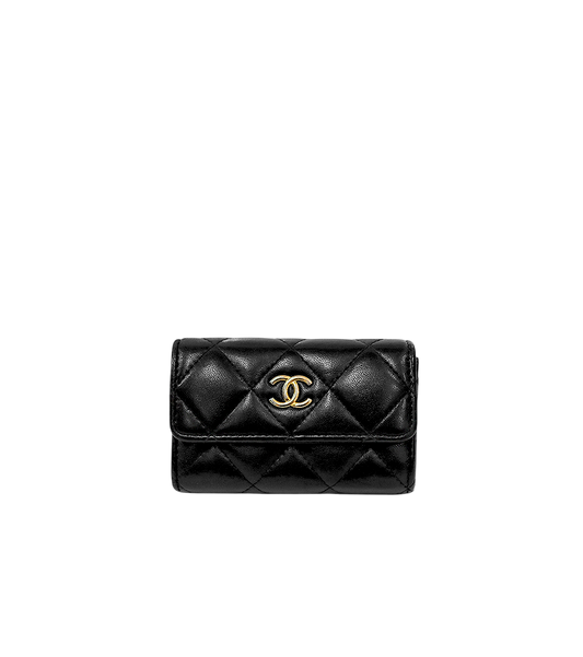 Chanel Black Gold-Toned Card Wallet