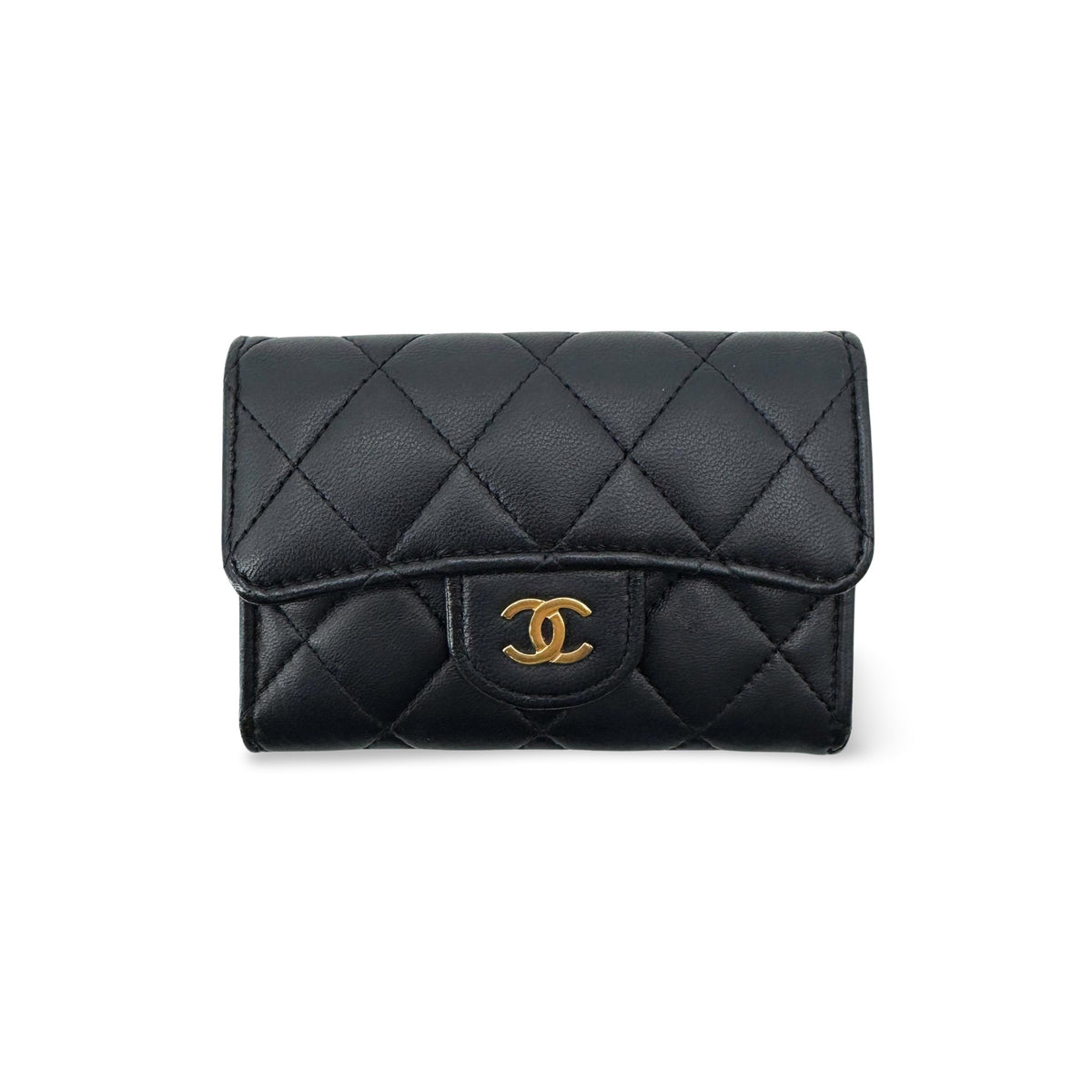 Chanel Classic Flap Card Holder Lambskin Gold Hardware Black