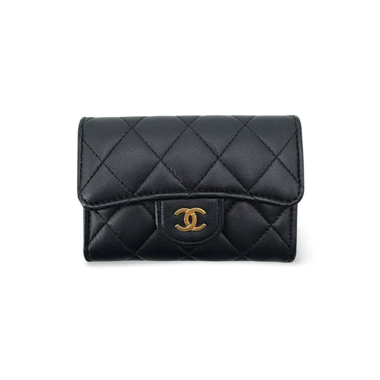 Chanel Classic Flap Card Holder Lambskin Gold Hardware Black