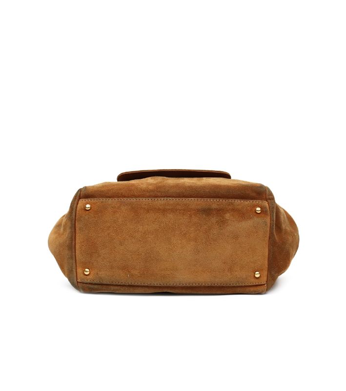 Chanel Brown Suede Accordion Chain Shoulder Bag