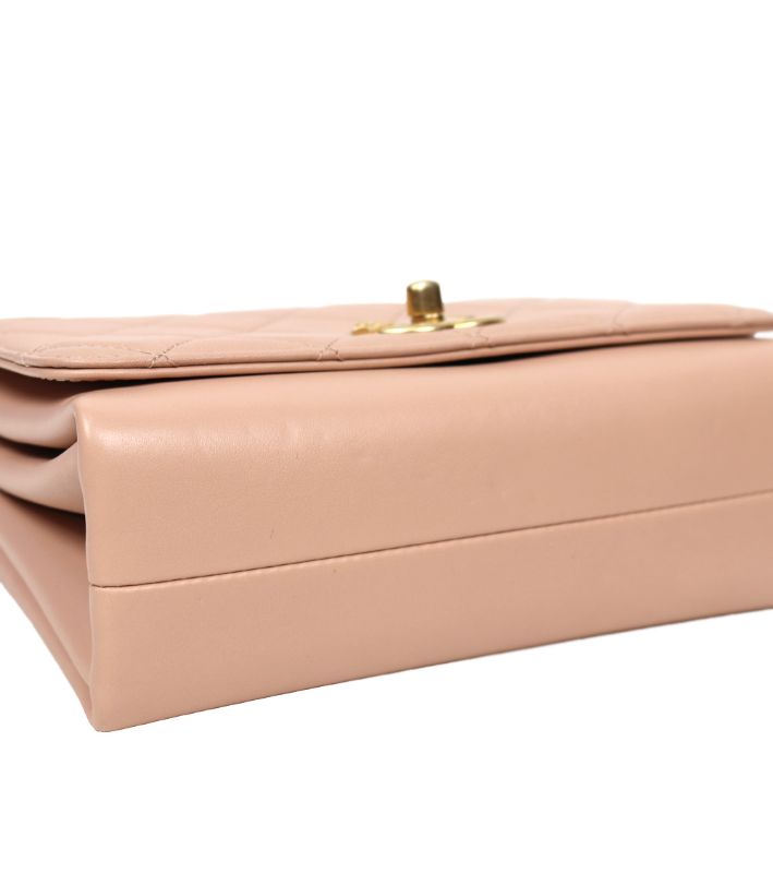Chanel Pink Leather Triple Pearl Chain Flap Bag