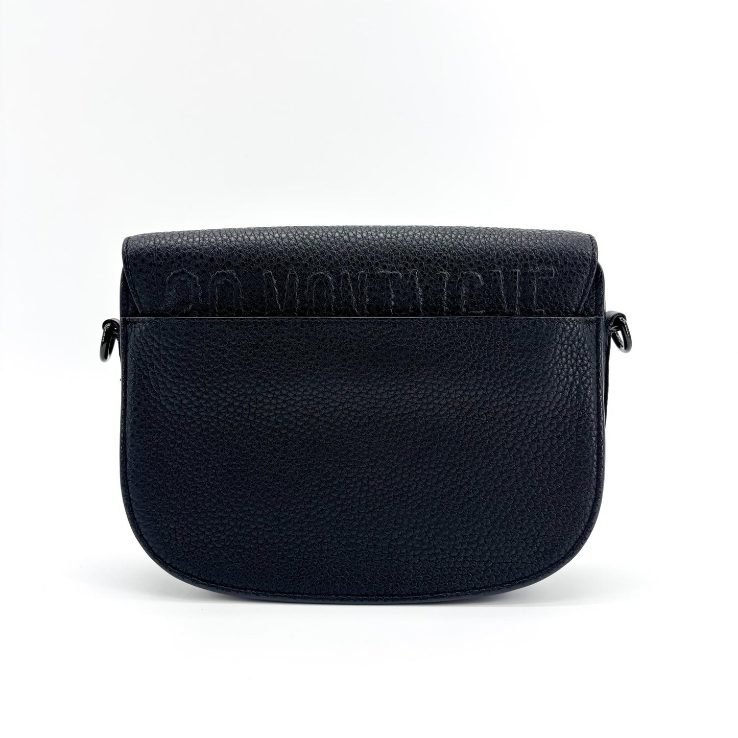 Sac Barbie Dior moyen en cuir de veau grainé noir, finitions métalliques noires