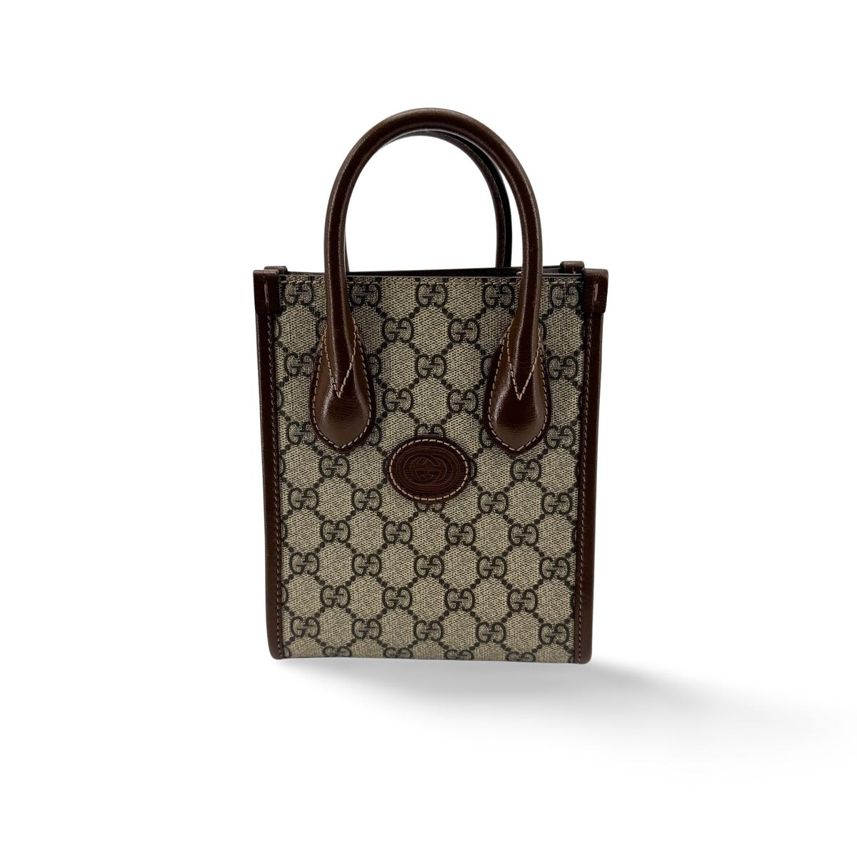 Gucci Interlocking G Mini Tote Bag Brown GG Supreme