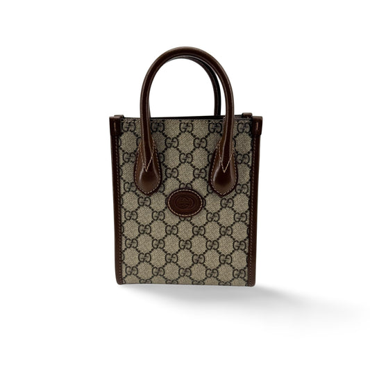 Gucci Interlocking G Mini Tote Bag Brown GG Supreme