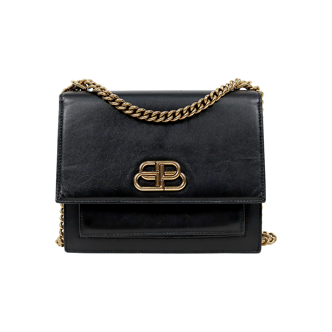 Balenciaga Black BB Flap Shoulder Bag