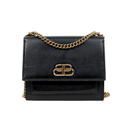 Balenciaga Black BB Flap Shoulder Bag