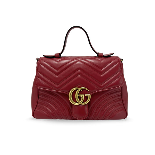 Gucci Marmont Matelassé Top Handle Red
