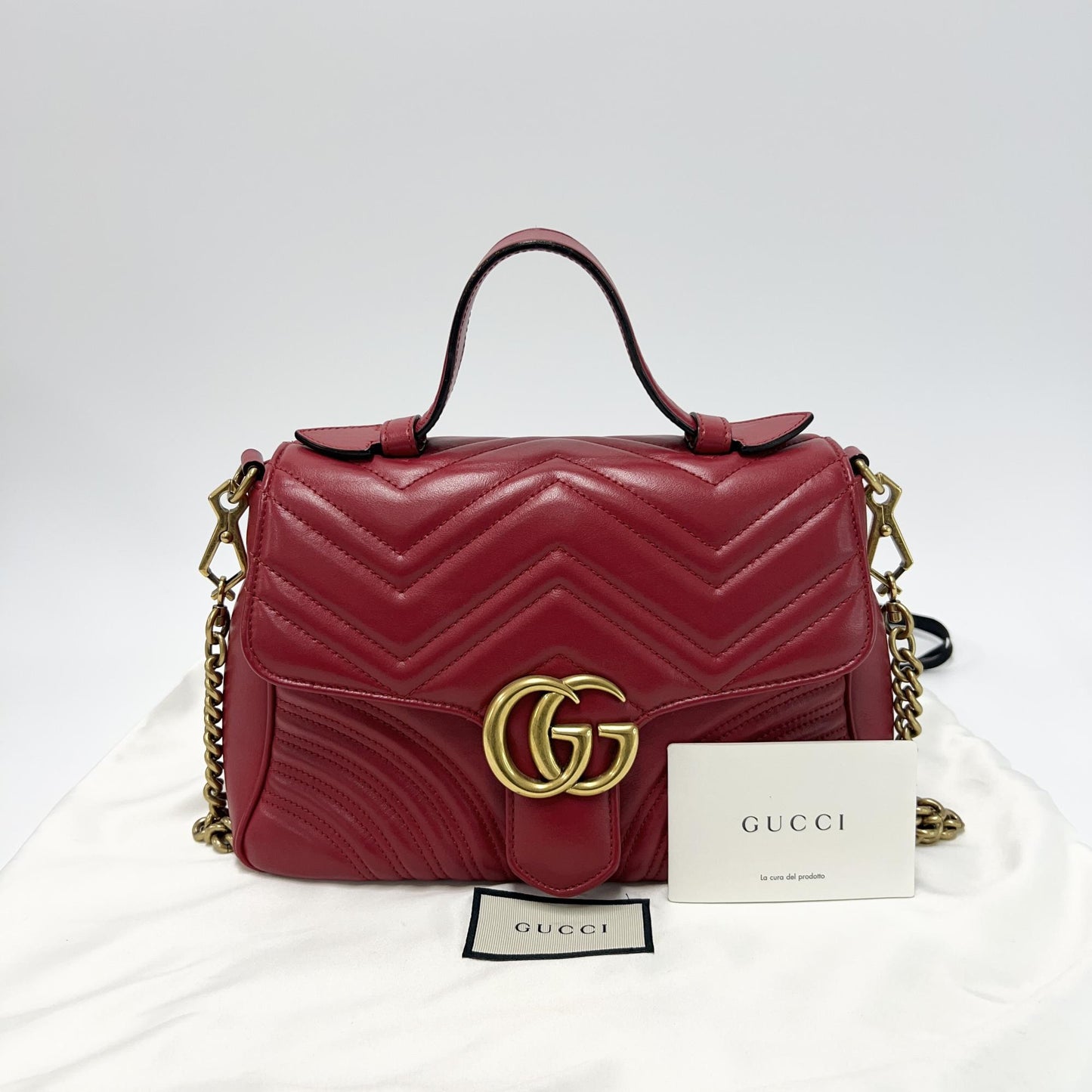 Gucci Marmont Matelassé Top Handle Red