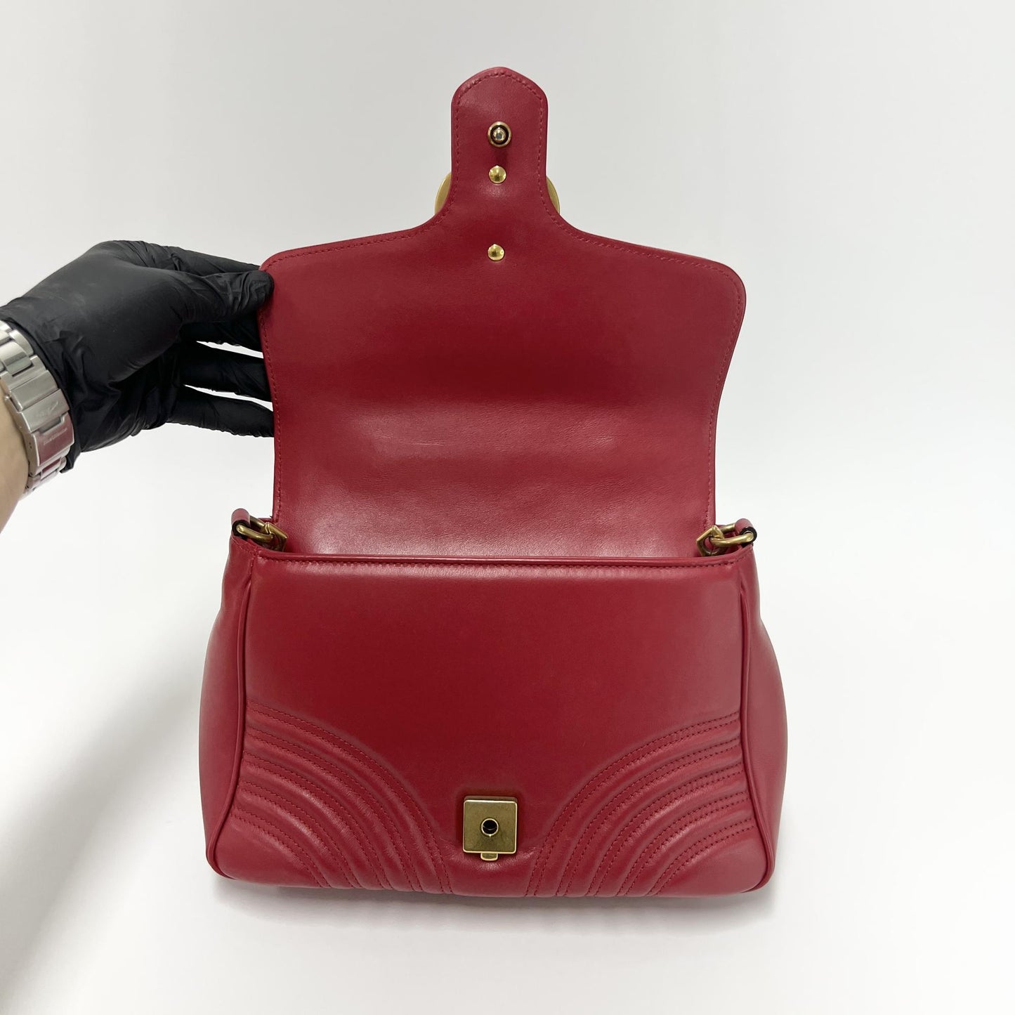Gucci Marmont Matelassé Top Handle Red