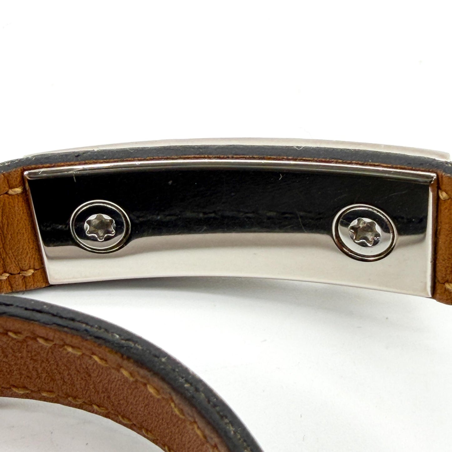 Hermès Collier de Chiens Double Tour Leather Bracelet Black Silver