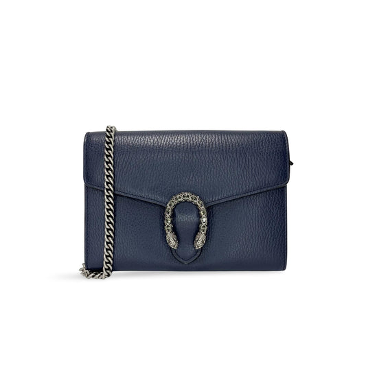 Gucci Dionysus Mini Leather Chain Bag Navy
