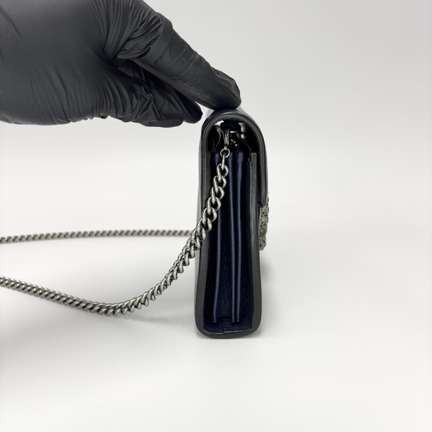 Gucci Dionysus Mini Leather Chain Bag Navy