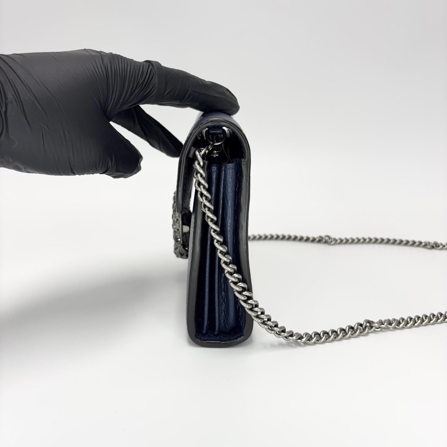 Gucci Dionysus Mini Leather Chain Bag Navy